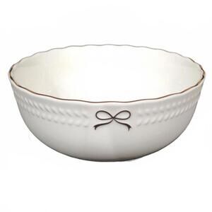 1 Yedi Gold Bow Cereal Bowl 6in White Ceramic Wedding Holiday NEW